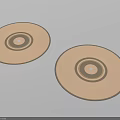 Two Golden Circular Textured Cymbals With Concentric Ring Patterns 3d model