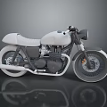 Vintage White and Black Motorcycle with Classic Design Leather Seat and Spoke Wheels