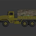 Yellow Military Transport Truck With Camouflage Cover And Large Tires