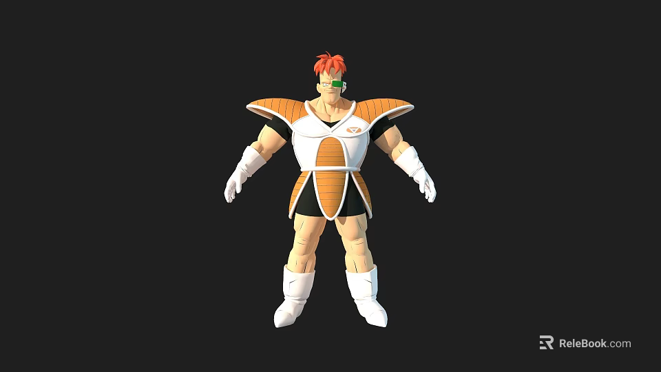 Game Movie Character 3D Model With Red Hair Green Eyes And Orange White Armor 3d model 
