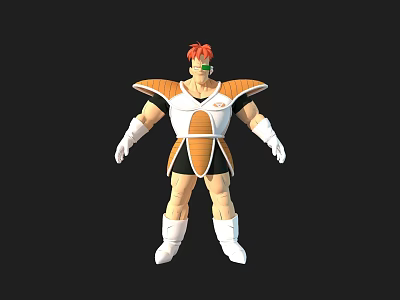 Game Movie Character 3D Model With Red Hair Green Eyes And Orange White Armor 3d model