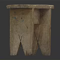 Rustic Vintage Wooden Bench With Worn Tabletop And Crossed Legs Design