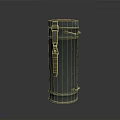 Vintage Industrial Metal Cylinder With Leather Strap Rustic Finish And Classic Structure