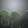 Stylish Gold Frame Sunglasses As Elegant Jewelry Accessory With Green Lenses And Mirrored Reflection