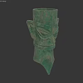 Ancient Style Bronze Landscape Sculpture with Mask Design and Green Surface