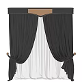 Black Curtains With Top Rod Light Colored Center Panel And Golden Tiebacks Elegant Design