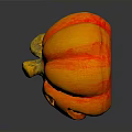 Vibrant Orange And Red Pumpkin With Yellow Stem On Dark Background And Reflection