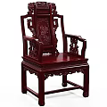 Traditional Chinese Mahogany Leisure Chair With Intricate Carvings On Backrest And Armrests