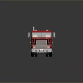 Red 3D Rendered Truck With Black Stripes And Classic Cab Design