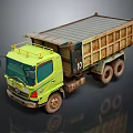 Yellow Dump Truck with Rusty Bed and Number 10 on Cab