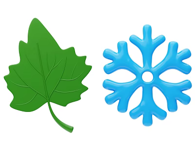 Decorative Ornament Set with Green Leaf and Blue Snowflake for Home Decor 3d model