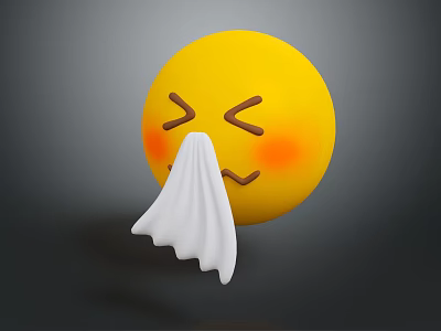 Soft White Tissue for Daily Hygiene Use with Yellow Smiley Face Wiping Nose 3d model