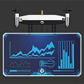 High Tech Drone Device With Digital Display Screen And Data Charts