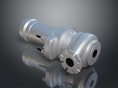 Industrial Equipment Silver Metallic Cylindrical Structure With Flange Connection Smooth Surface Mechanical Component 3d model
