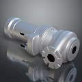 Industrial Equipment Silver Metallic Cylindrical Structure With Flange Connection Smooth Surface Mechanical Component