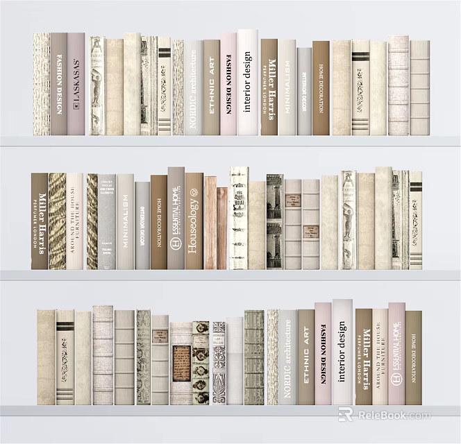 Various Books And Magazines With Diverse Cover Designs On Organized Bookshelf 3d model 