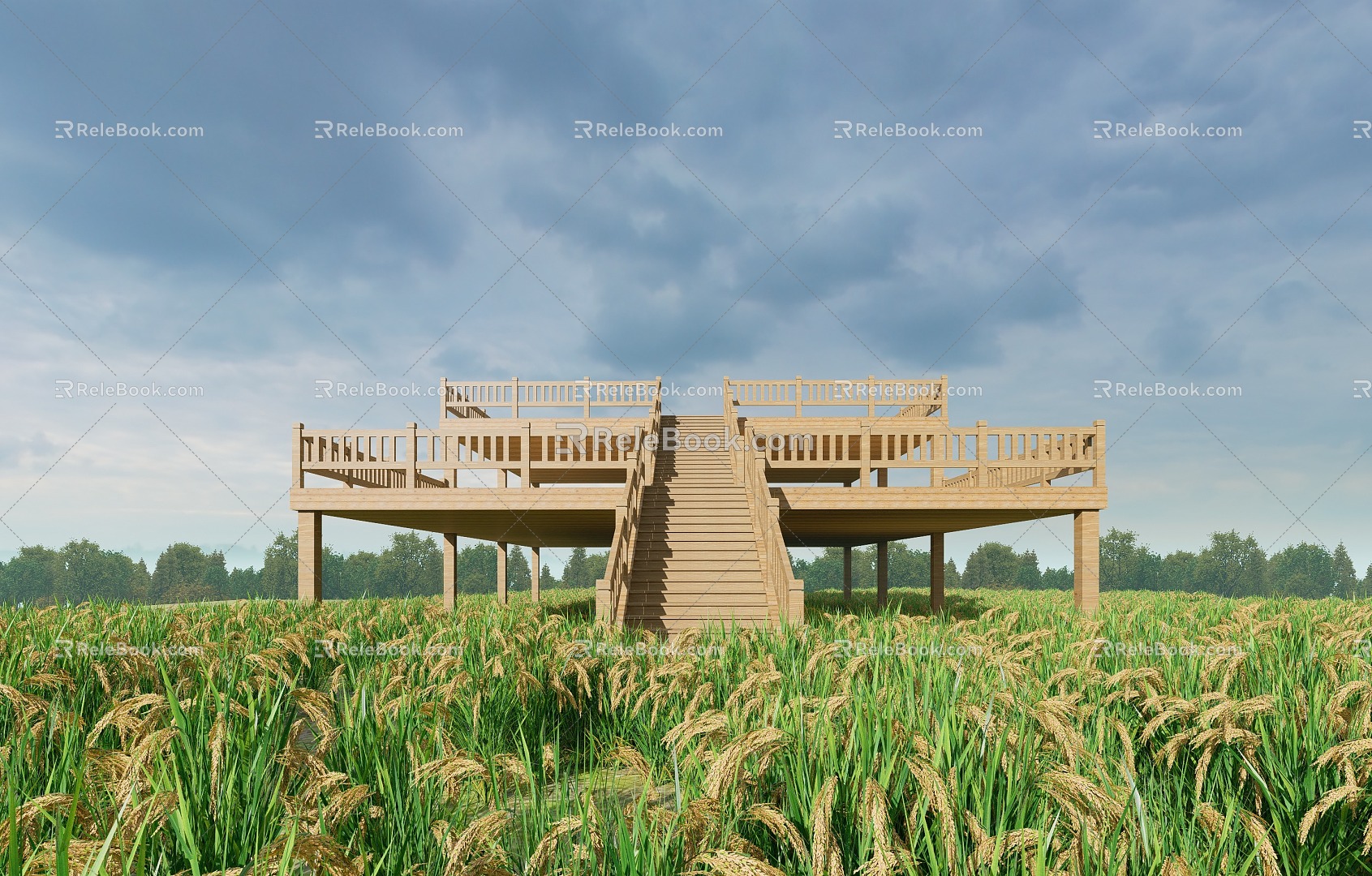 Viewing Platform Mountain Viewing Platform Pastoral Landscape Platform Pastoral Restaurant Peak Station Net Red Restaurant model