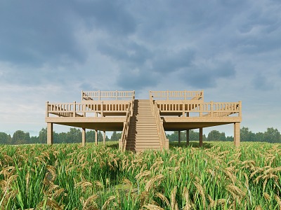 Viewing Platform Mountain Viewing Platform Pastoral Landscape Platform Pastoral Restaurant Peak Station Net Red Restaurant model