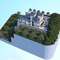 Classical Detached Villa With Arched Windows Lush Lawns And Surrounding Trees