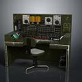 Military Weapon Control Console With Green Metal Body And Tactical Operation Panels