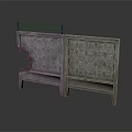 Modern Textured Double Cabinet With Geometric Pattern Design And Leg Base Support 3d model