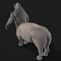 Artistic Standing Rhino Figure With Intricate Tattoo Patterns On Muscular Body