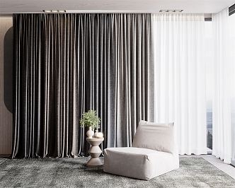 Modern Curtain Combination 3d model