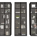 Modern Decorative Cabinets With Glass Doors Books Vases Sculptures And Warm Lighting For Home