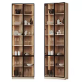 Modern Wooden Sideboard With Glass Doors And Tableware Storage Shelves