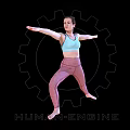Woman doing yoga pose in blue sports bra and pink leggings with gear human engine
