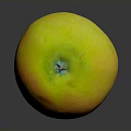 Fresh Ripe Apple With Yellow Orange Red Gradient Color And Green Top On Dark Background