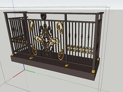 Ornate Black and Gold Railing with Intricate Decorative Patterns for Elegant Balcony Design 3d model