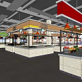 Supermarket Fresh Produce Section With Green Stalls Digital Screens And Assorted Fruits Vegetables