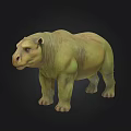 3D Prehistoric Animal Model With Greenish Yellow Skin Short Limbs And Wrinkled Texture