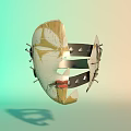 Fractured Face Sculpture Artwork With Metal Parts Cracks And Gradient Backdrop