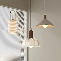Stylish Pendant Lights With Wooden Bases And Pleated Shades For Modern Home Interior
