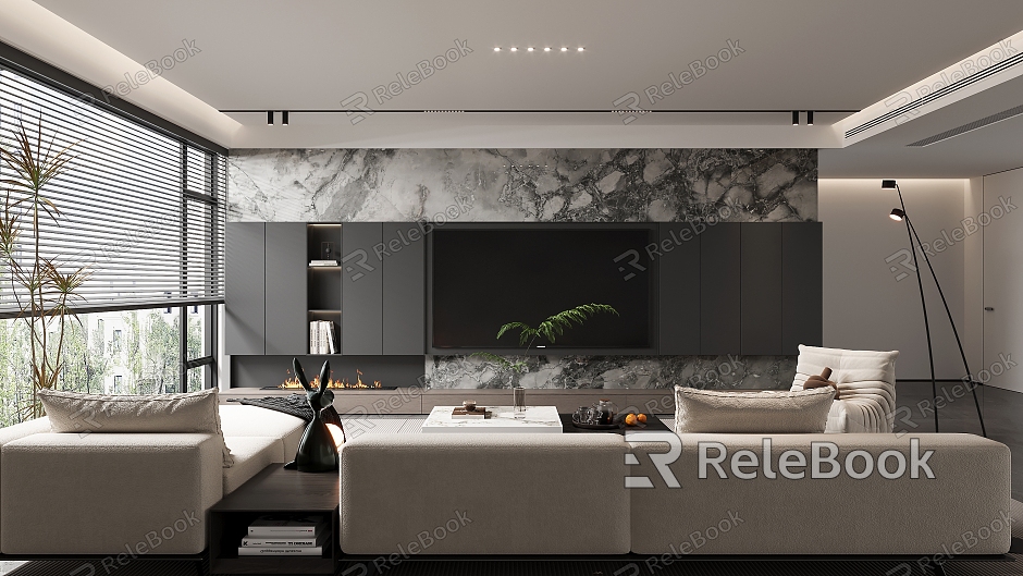 Living room TV background wall model