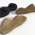 Modern Wave Shaped Leisure Chairs With Striped Texture In Black And Brown