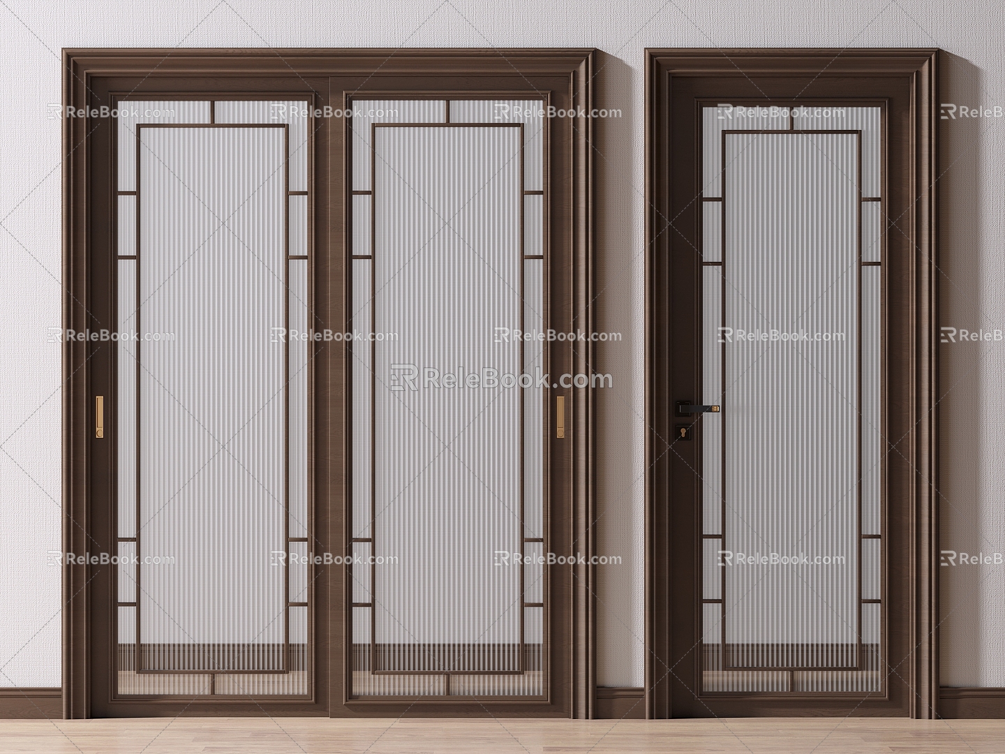 New Chinese-style sliding door 3d model