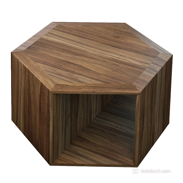 Hexagonal Wooden Dining Table With Natural Wood Grain And Modern Design 3d model 