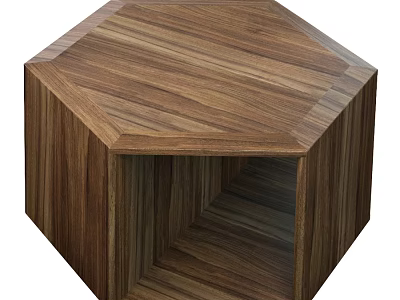 Hexagonal Wooden Dining Table With Natural Wood Grain And Modern Design 3d model
