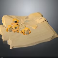 Yellow Wooden Stone Chunks And Shavings On Light Colored Surface Dark Background 3d model