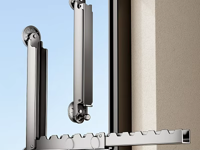 Foldable Stainless Steel Wall Mounted Multi Hook With Modern Window Side Design 3d model