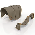 Brown Fabric Decorative Components With Pleated Design And Gold Trim Details