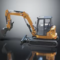 Heavy Duty Yellow Tracked Excavator With Cab And Mechanical Arm