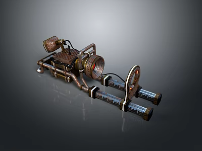 Vintage Steampunk Motorcycle With Copper Mechanical Details And Retro Design Features 3d model