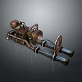Vintage Steampunk Motorcycle With Copper Mechanical Details And Retro Design Features