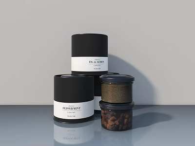 Providence Food Storage Jars With Black Clear Design And Dried Ingredients 3d model