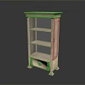 Light Colored Wooden Cabinet with Mirror and Carved Base Details in Traditional Style