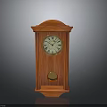 Mahogany Wooden Electronic Wall Clock with Round Dial Roman Numerals and Gold Pendulum